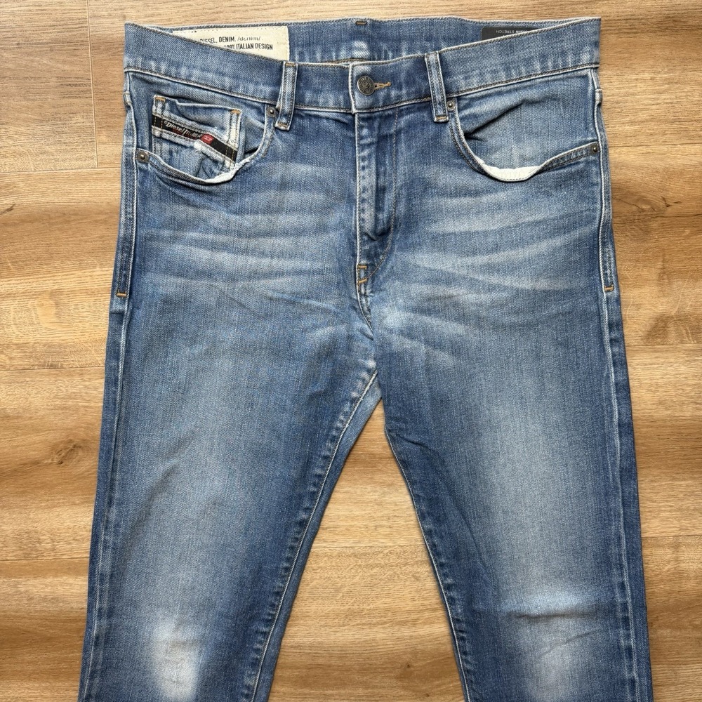Diesel D-Strukt Jeans Men 32x34 Blue Slim Fit Stretch Italian Design Faded 009HN - Picture 2 of 15